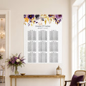 Lila Gold Floral 9 Tische Hochzeitskarte Poster