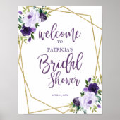 Lila Gold Floral Brautparty Willkommen Poster (Vorne)