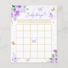 Lila Gold Floral Butterfly Baby Bingo Spiel