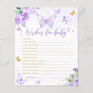 Lila Gold Floral Butterfly Wünsche für Baby