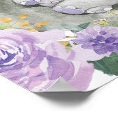 Lila Gold Floral Elefantengrün Begrüßungszeichen Poster (Ecke)