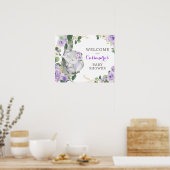 Lila Gold Floral Elefantengrün Begrüßungszeichen Poster (Küche)