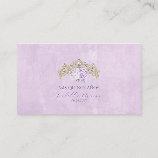Lila & Gold Floral Elegante Quinceñera UAWG Begleitkarte (Rückseite)