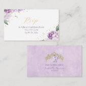 Lila & Gold Floral Elegante Quinceñera UAWG Begleitkarte (Vorne/Hinten)