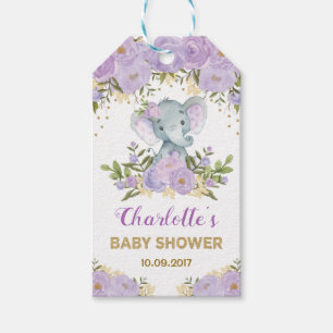 Lila Gold Floral Elephant Baby Duwer Favoriten Geschenkanhänger