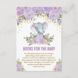 Lila Gold Floral Elephant Books für Baby Begleitkarte