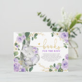 Lila Gold Floral Elephant Books für Baby Girl Begleitkarte (Stehend Vorderseite)