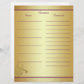 Lila Gold Floral Gästebuch (Vorne/Hinten)