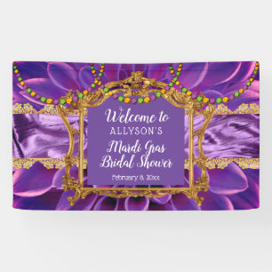 Lila   Gold Floral Mardi Gras Brautparty Banner