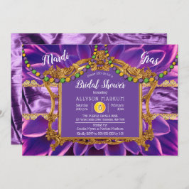 Lila | Gold Floral Mardi Gras Brautparty Einladung
