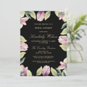 Lila Gold Floral Spring Wedding Brautparty Einladung (Stehend Vorderseite)