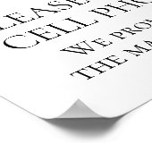 Lila Gold Floral Unplugged Wedding Ceremony Sign Poster (Ecke)