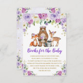 Lila Gold Floral Woodland Tiere Bücher für Baby Begleitkarte (Vorne/Hinten)