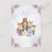Lila Gold Floral Woodland Tiere Bücher für Baby Begleitkarte (Rückseite)