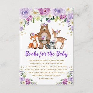 Lila Gold Floral Woodland Tiere Bücher für Baby Begleitkarte