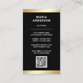 Lila Gold Foil Model Acress QR Code Foto Visitenkarte (Rückseite)