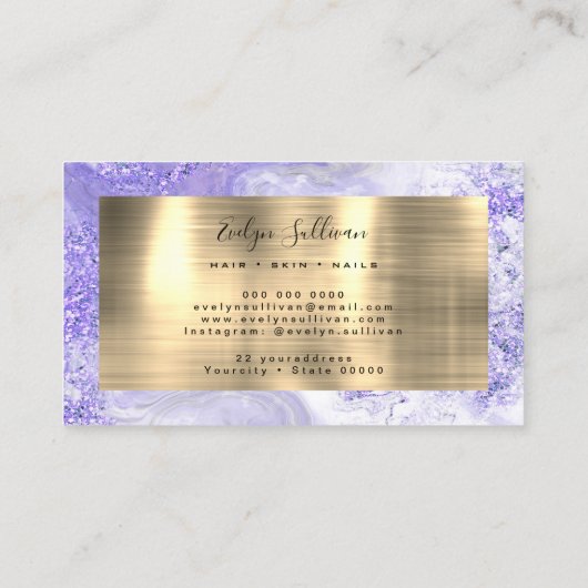 Lila Gold Foil-Visitenkarte Visitenkarte (Rückseite)
