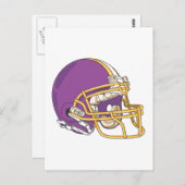 Lila Gold Football Helm Postkarte (Vorne/Hinten)