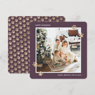 Lila Gold Foto Frohe Pawlidays Feiertagskarte