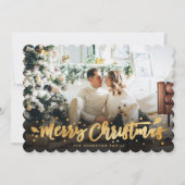 Lila Gold Foto Frohe Weihnachtskarte Feiertagskarte (Vorderseite)