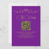 Lila & Gold Foto & QR Code Extravagant Hochzeit Einladung (Rückseite)