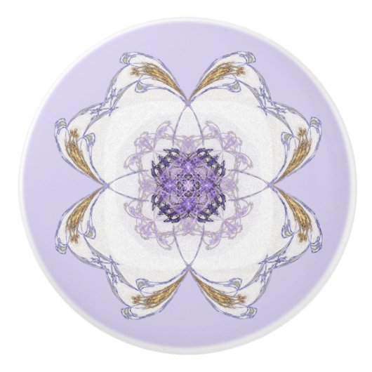 Lila & Gold Fraktal Art Floral-Look Lila Keramikknauf (Vorderseite)