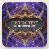 Lila Gold-Fraktal-Kunst/ Benutzerdefinierter Text Getränkeuntersetzer (Vorderseite)