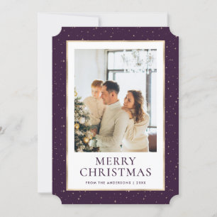 Lila Gold Frohe Weihnachts-Foto Feiertagskarte