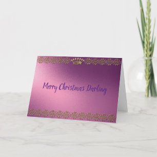 Lila/Gold Frohe Weihnachtskrone Karte
