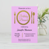 Lila Gold Geburtstagsfeier Einladung (Stehend Vorderseite)