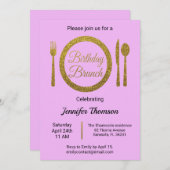 Lila Gold Geburtstagsfeier Einladung (Vorne/Hinten)