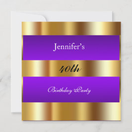 Lila Gold Geburtstagsparty - Einladung