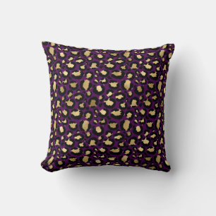 Lila & Gold Glam Leopard Kissen