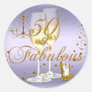 Lila Gold Glanz 50 & Fantastischer Geburtstagsaufk Runder Aufkleber