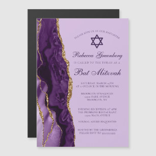 Lila Gold Glitter Bat Mitzwa-Feier Magneteinladung
