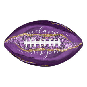 Lila Gold Glitter Fußball personalisierter Name Football