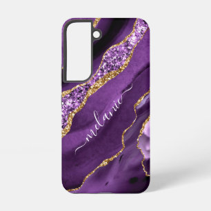 Lila Gold Glitter-Geschenk Ihr Name Personalisiert Samsung Galaxy Hülle