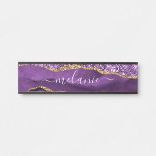 Lila Gold Glitter Individueller Namens Türschild