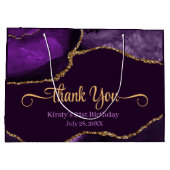 Lila & Gold Glitzer Agate Birthday Vielen Dank Große Geschenktüte (Rückseite)