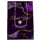 Lila Gold Glitzer Agate Birthday Vielen Dank Mittlere Geschenktüte (Rückseite)