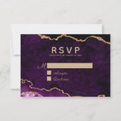 Lila Gold Glitzer Agate Geode Wedding RSVP Karte (Vorderseite)