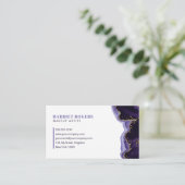 Lila Gold Glitzer Agate Makeup Artist Initial Visitenkarte (Stehend Vorderseite)