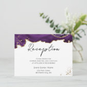 Lila Gold Glitzer Agate Stone Wedding Begleitkarte (Stehend Vorderseite)