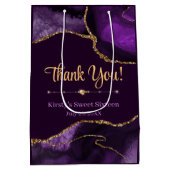 Lila & Gold Glitzer Agate Sweet 16 Vielen Dank Mittlere Geschenktüte (Rückseite)