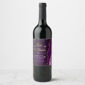 Lila & Gold Glitzer Agate und Marmorhochzeit Weinetikett (Vorderseite)