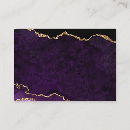 Lila Gold Glitzer Agate Unterkünfte Begleitkarte (Rückseite)