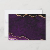 Lila Gold Glitzer Agate Wedding RSVP Karte (Rückseite)