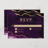 Lila Gold Glitzer Agate Wedding RSVP Karte (Vorne/Hinten)