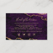 Lila & Gold-Glitzer-Aquarellfarben Visitenkarte (Rückseite)