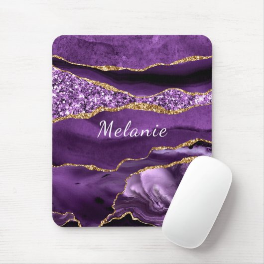 Lila Gold Glitzer Benutzerdefiniert Mouse Pad Mousepad (Mit Mouse)